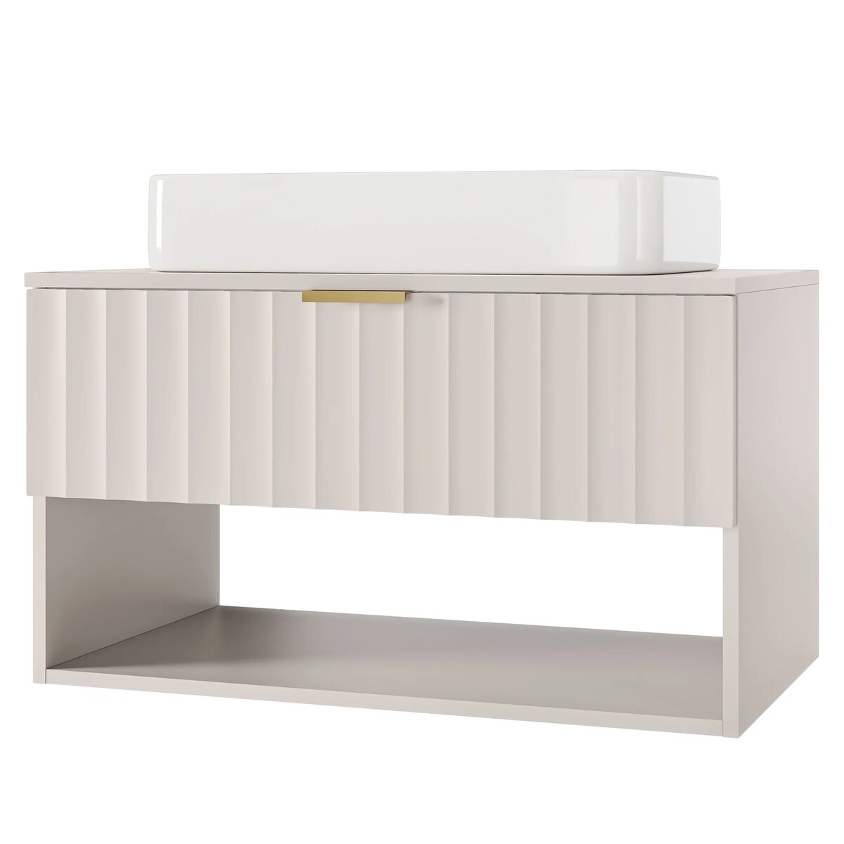 Szafka pod umywalkę z blatem 46,6x80x49,6 cm, ryflowana BADONY