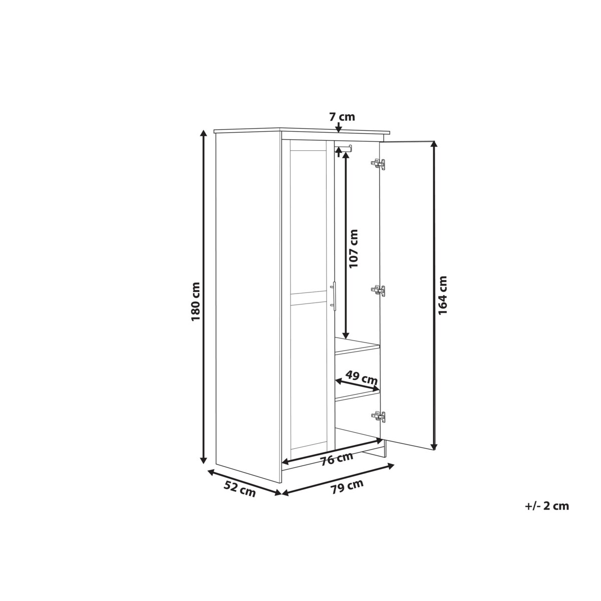 Szafa dwudrzwiowa biała SELLIN