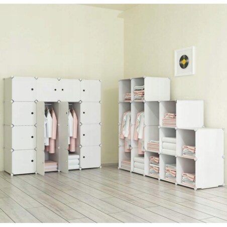 Szafa modułowa garderoba szafka regał półka biała duża drążek