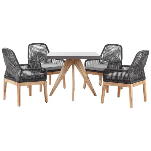 Zestaw ogrodowy kwadratowy stół i 4 krzesła czarny OLBIA
