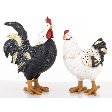 Dekoracja - kolorowa KOGUT i KURA 26x20x10,5 i 22x20x10 cm PLOMFEE big