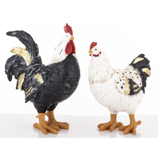 Dekoracja - kolorowa KOGUT i KURA 26x20x10,5 i 22x20x10 cm PLOMFEE big