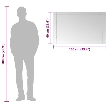 vidaXL Lustro ścienne, 100 x 60 cm, szkło
