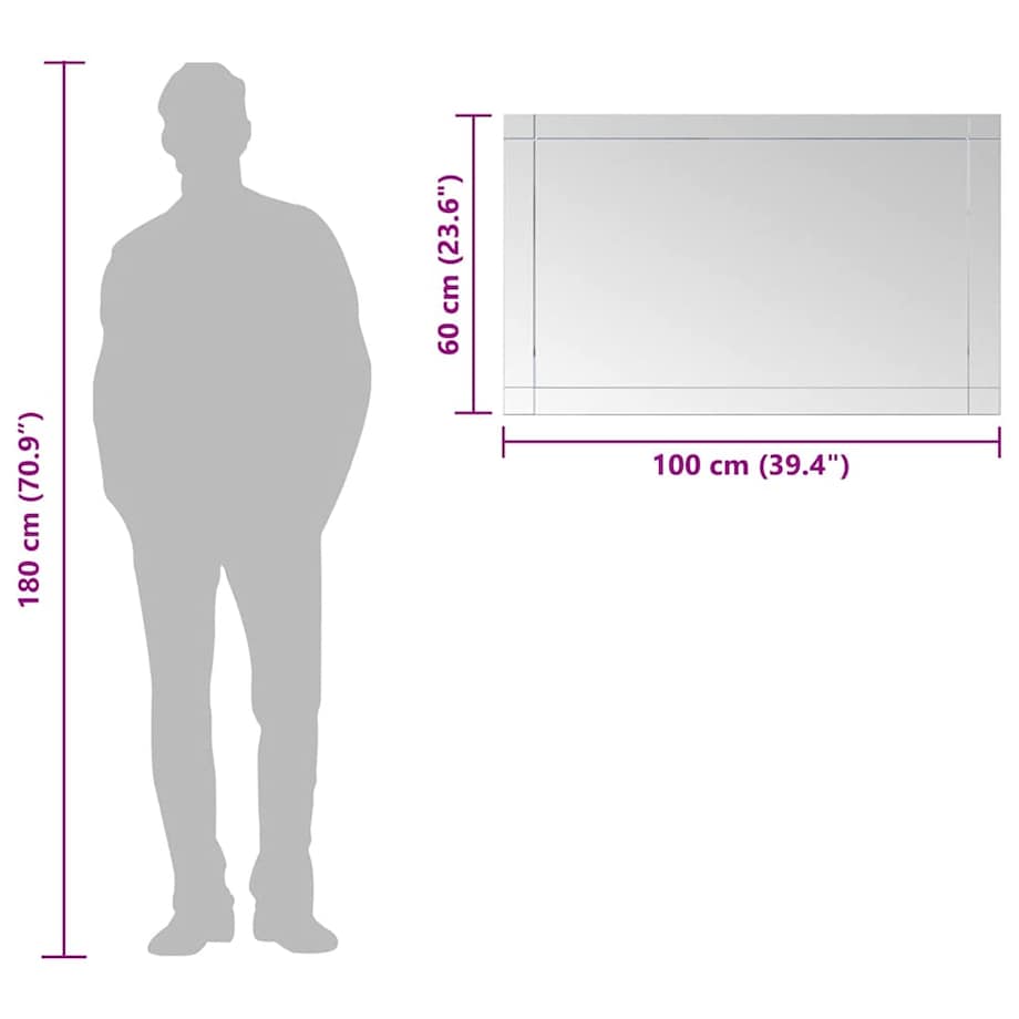 vidaXL Lustro ścienne, 100 x 60 cm, szkło