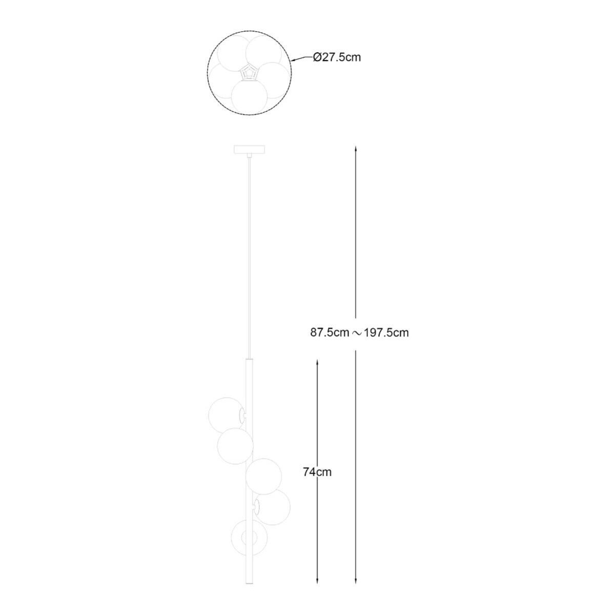 Szklana lampa wisząca Arcturus P0574-05E-F7AA Zumaline kule złoty biały