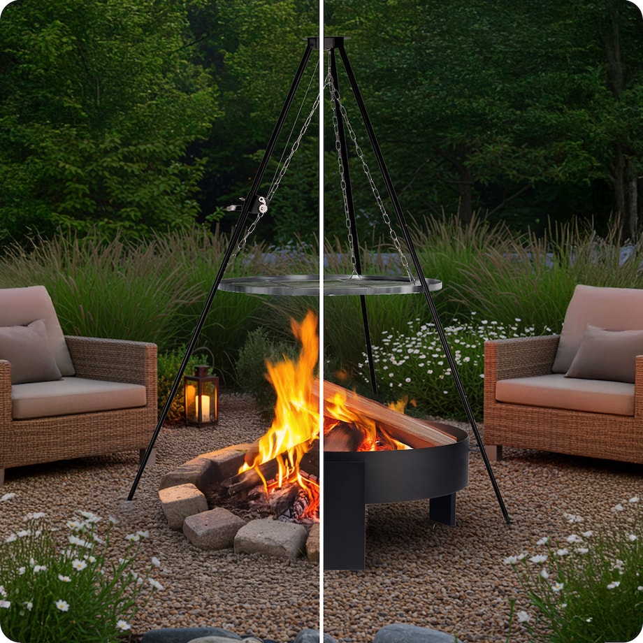 Palenisko ogrodowe grill na ognisko 80cm ruszt stalowy trójnóg Berdsen BD-884