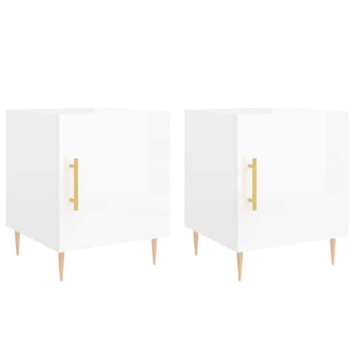 vidaXL Szafki nocne, 2 szt., białe z połyskiem, 40x40x50 cm
