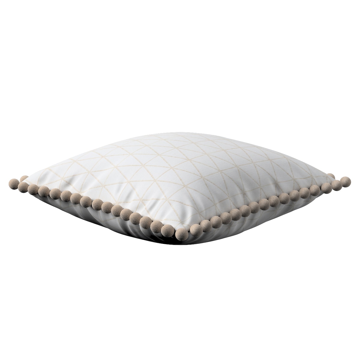 Poszewka Wera na poduszkę 45x45 beżowe trójkąty na kremowo-białym tle