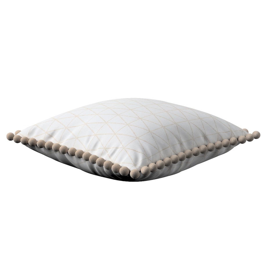 Poszewka Wera na poduszkę 45x45 beżowe trójkąty na kremowo-białym tle