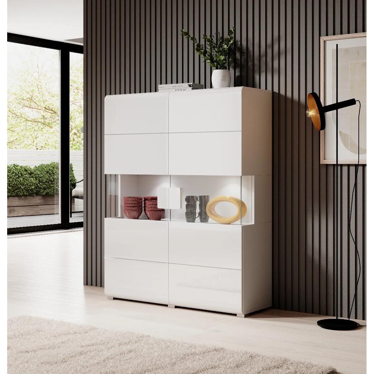 Komoda wysoka TOLEDO 2D 122 biała połysk