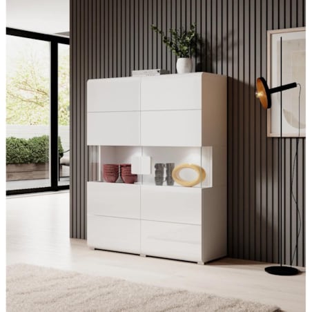 Komoda wysoka TOLEDO 2D 122 biała połysk