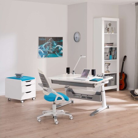 Ergonomiczne, regulowane biurko PAIDI JARO 120 cm – kredowa biel (wersja prawa)