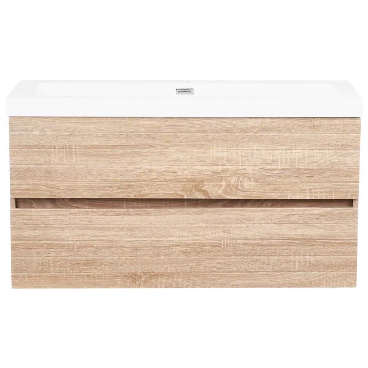 Szafka łazienkowa wisząca z umywalką URUCU 100 cm 55 cm Jasnobrązowy Brązowy