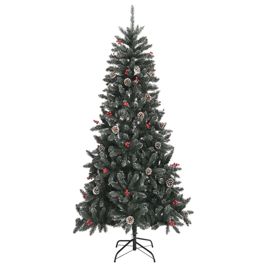 vidaXL Sztuczna choinka ze stojakiem, zielona, 240 cm, PVC