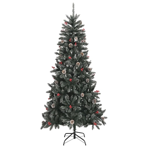 vidaXL Sztuczna choinka ze stojakiem, zielona, 240 cm, PVC