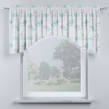 Lambrekin łuk 200x75 ecru-niebieski