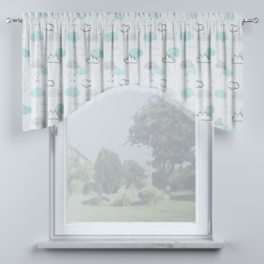 Lambrekin łuk 200x75 ecru-niebieski