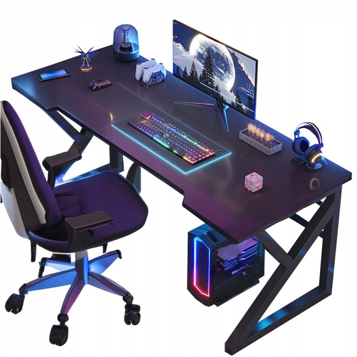 Biurko gaminowe dla gracza nowoczesne komputerowe czarne
