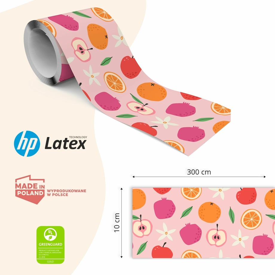 Pasek Dekoracyjny Do Tapet Do Kuchni Kolorowe OWOCE Abstrakcja Styl Vintage