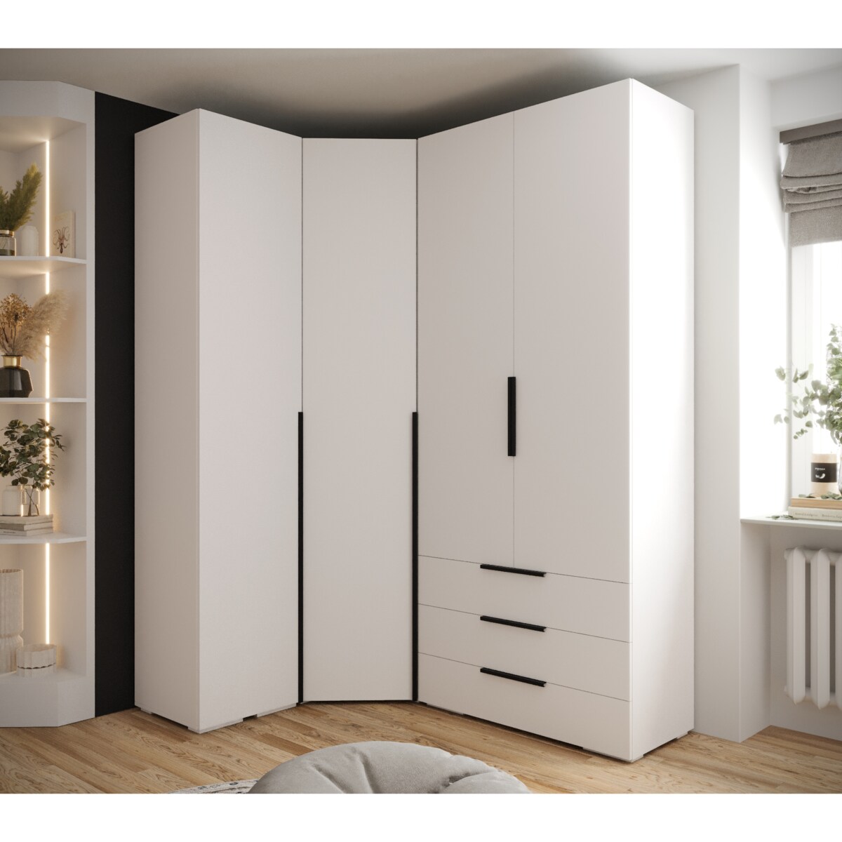 Garderoba wysoka do przedpokoju INOVA 1 Z6 biały+czarny