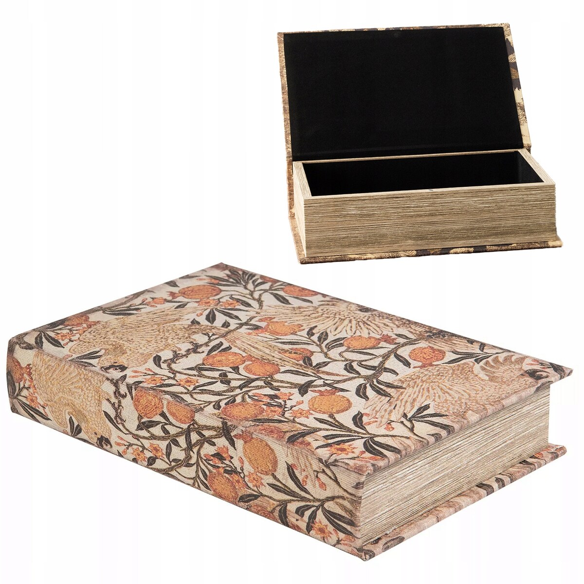 PUDEŁKO KSIĄŻKA FAŁSZYWA OWOCE ROŚLINY 26X16cm ORGANIZER NA BIŻUTERIĘ