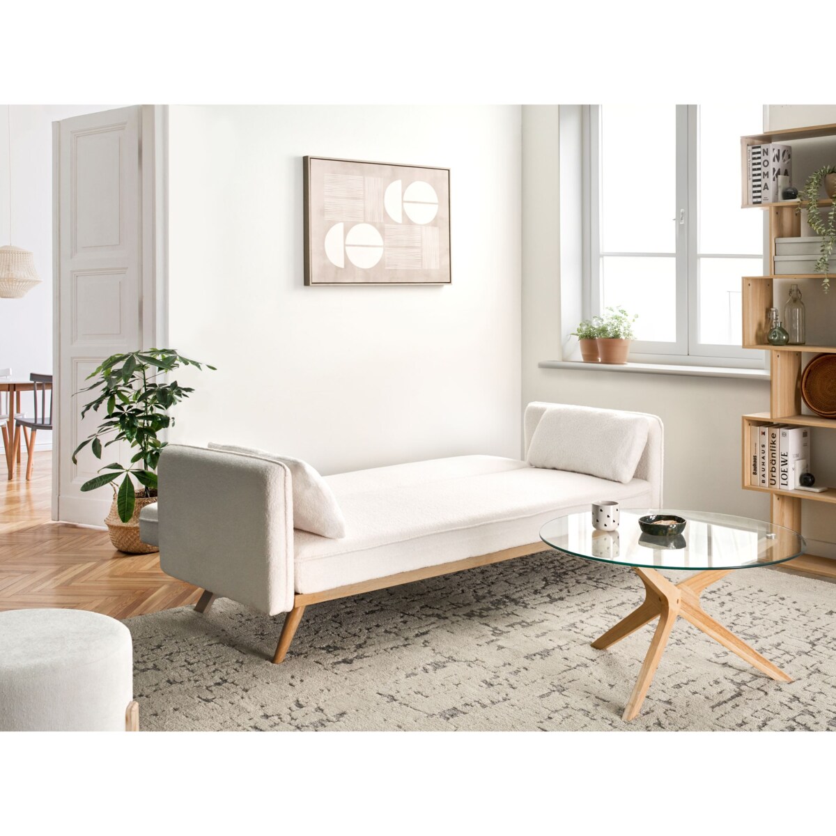 Sofa rozkładana ASAA Boucle Złamana biel