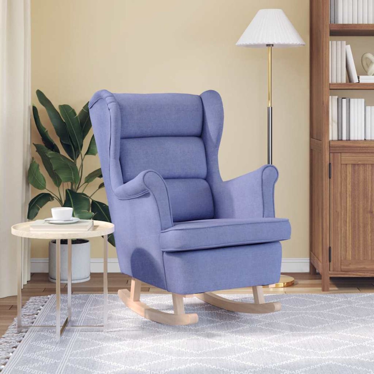 vidaXL Fotel bujany, niebieski, 74x90x102 cm, tapicerowany tkaniną