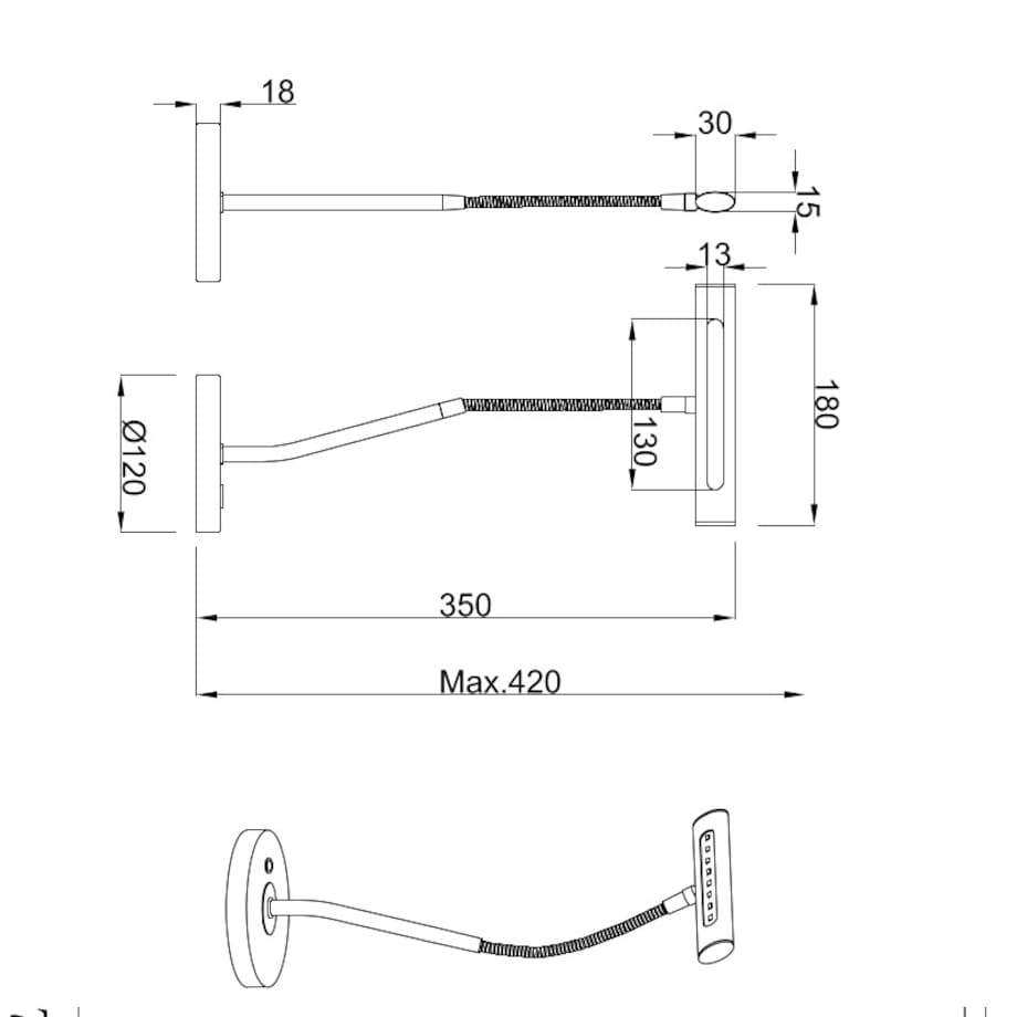 Złoty wysięgnik Curtis 579790108 LED 4W biurkowa lampa z włącznikiem