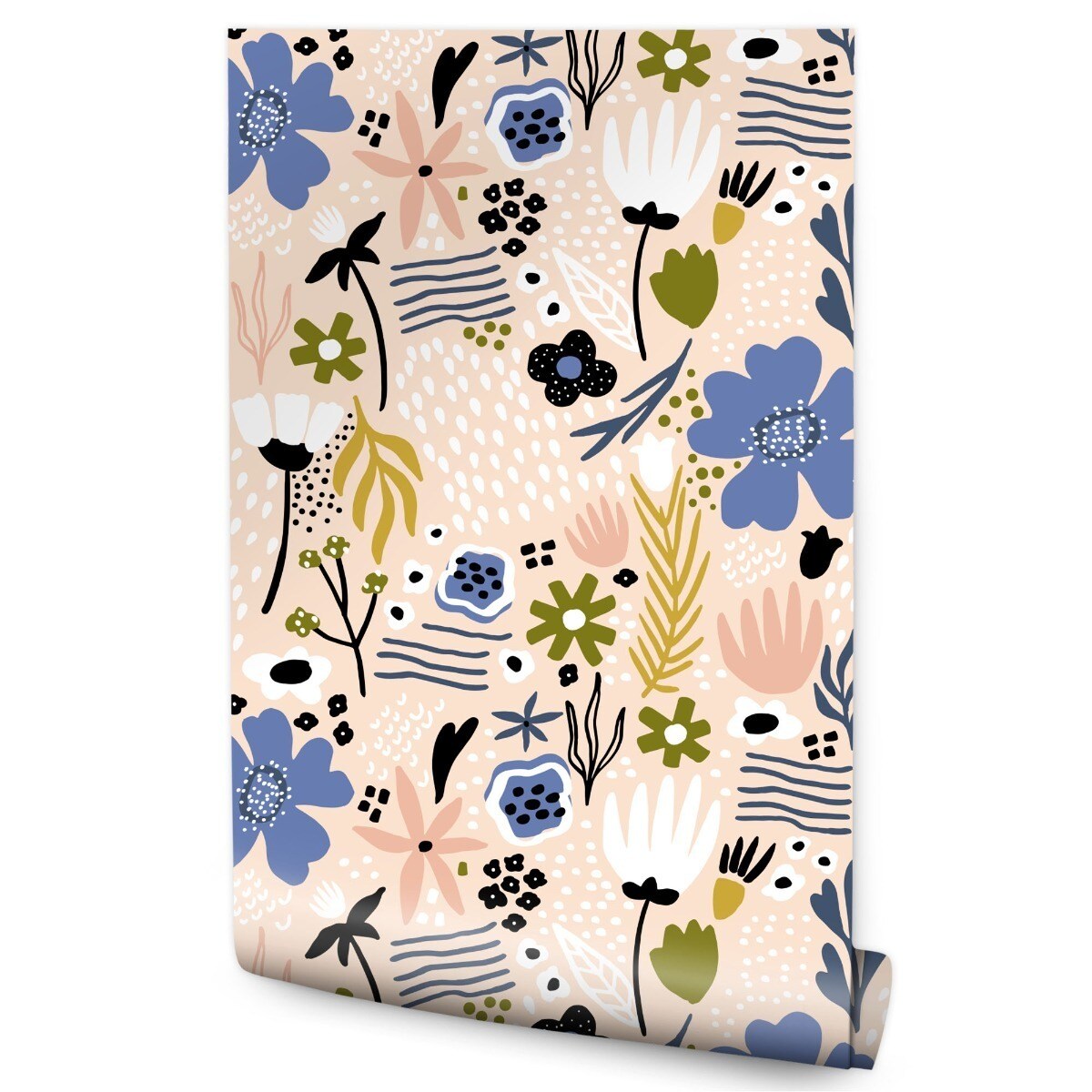 Tapeta Do Salonu Kolorowe KWIATY Styl Skandynawski