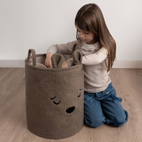 kosz na zabawki sipo, wersja premium boucle, zamykany na ściągacz, brązowy miś, xl