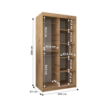 Szafa przesuwna Garderoba MARMUR T1 100 gł. 62 czarny