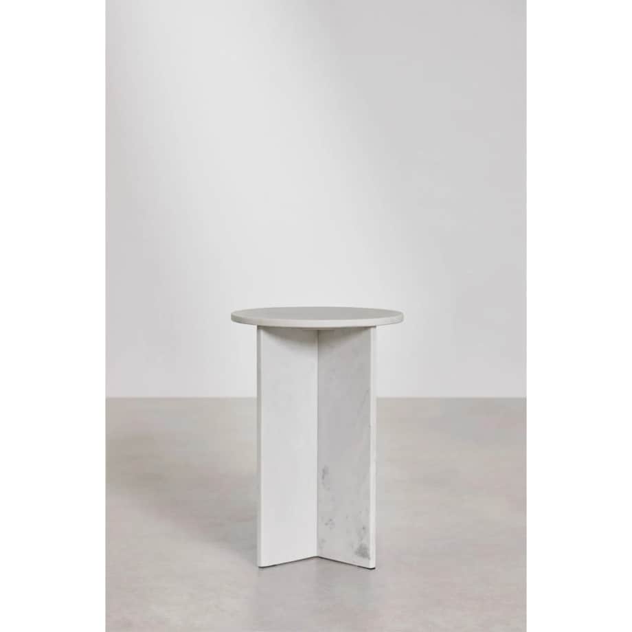 Stolik pomocniczy, biały marmur Banswara, Ø35 cm, Mencia