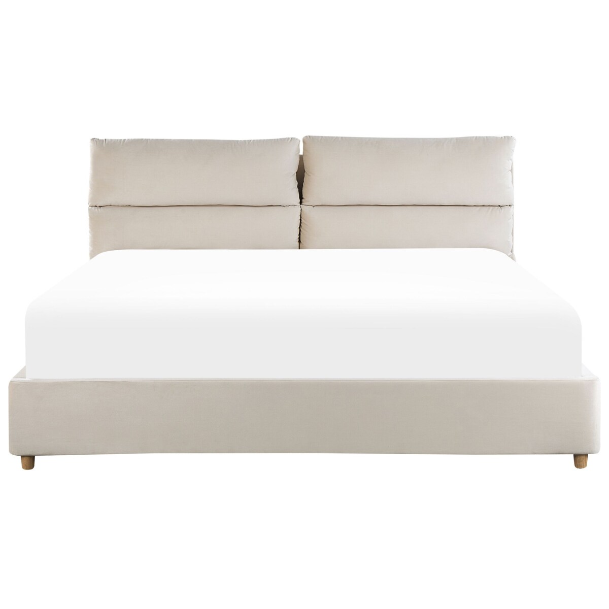 Łóżko z pojemnikiem welurowe 180 x 200 cm beżowe BATILLY