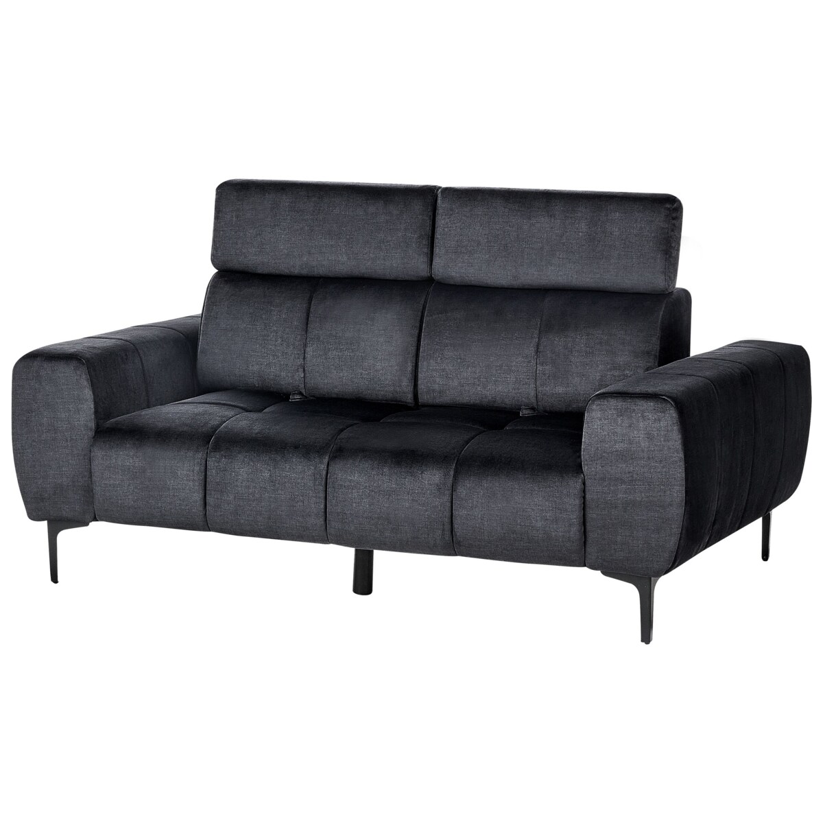 Sofa 2-osobowa welurowa czarna VEGAMO