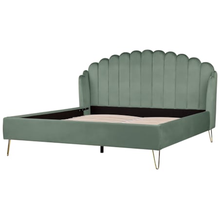 Łóżko welurowe 180 x 200 cm zielone AMBILLOU