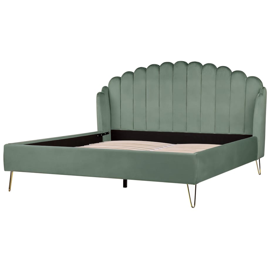 Łóżko welurowe 180 x 200 cm zielone AMBILLOU