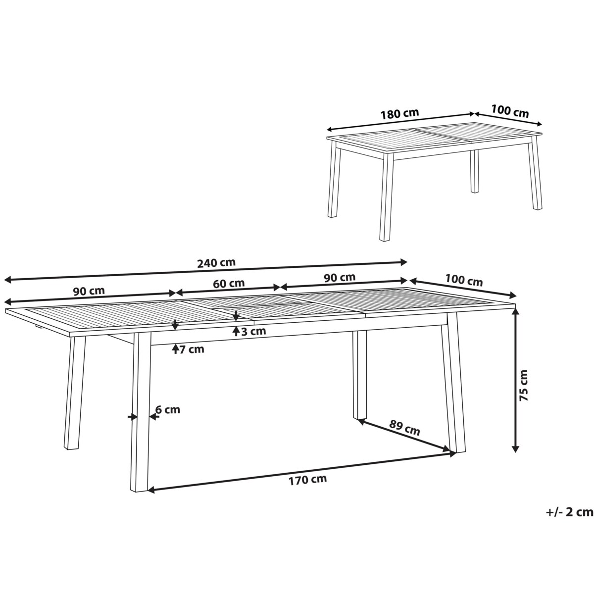 Stół ogrodowy rozkładany akacjowy 180/240 x 100 cm ciemne drewno CESANA