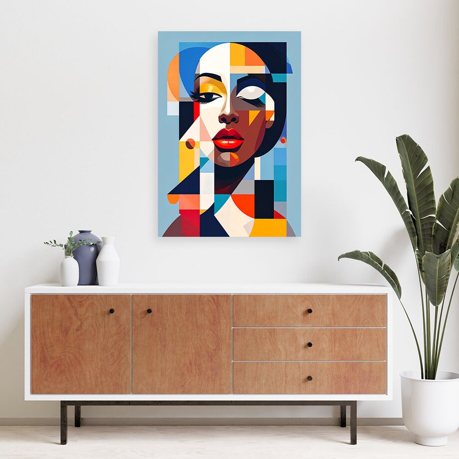 Obraz do salonu sypialni, Portret Kobiety w stylu Bauhaus 70x100