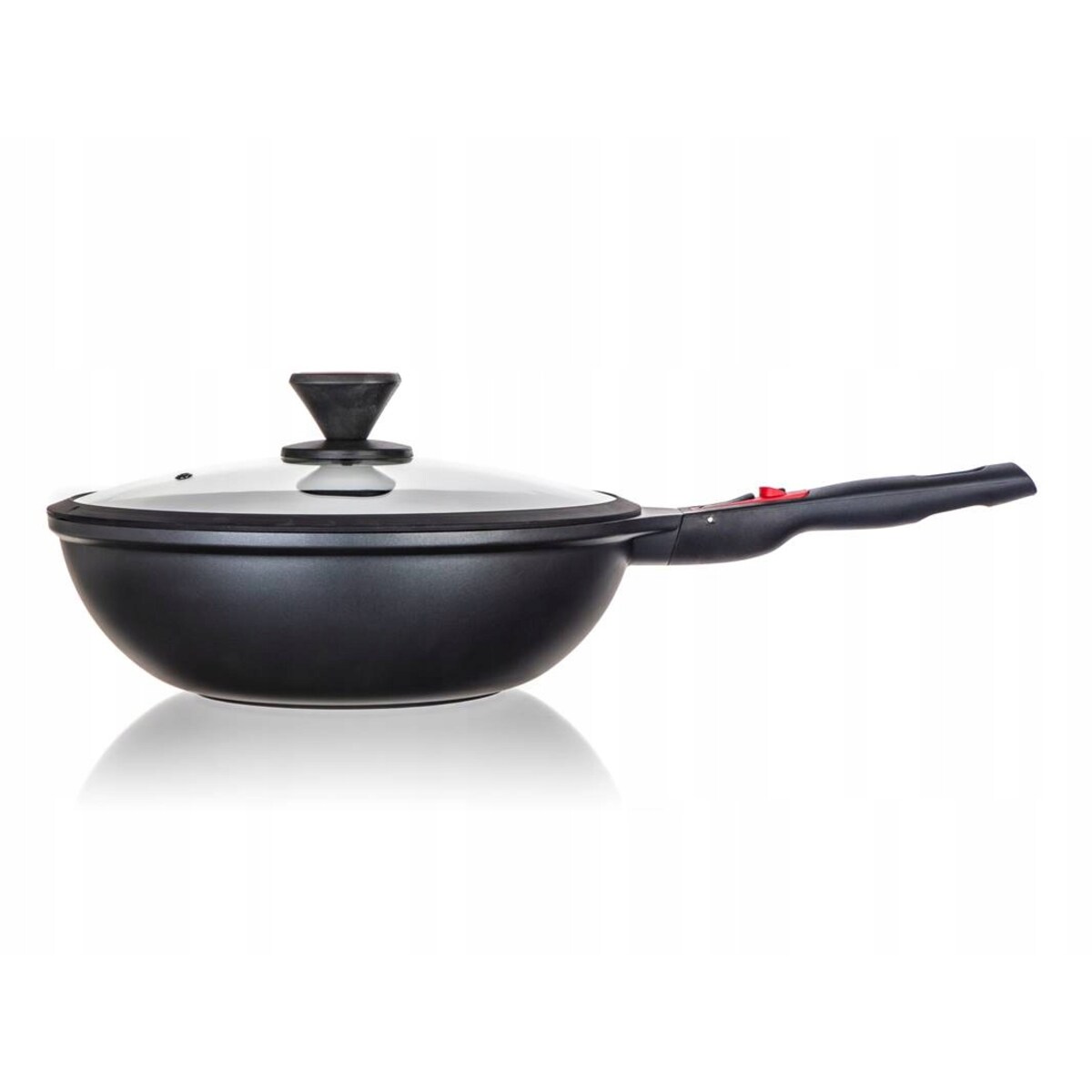WOK PATELNIA z odpinaną rączką BANQUET pokrywka szklana 30cm aluminium box