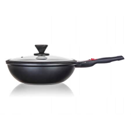 WOK PATELNIA z odpinaną rączką BANQUET pokrywka szklana 30cm aluminium box