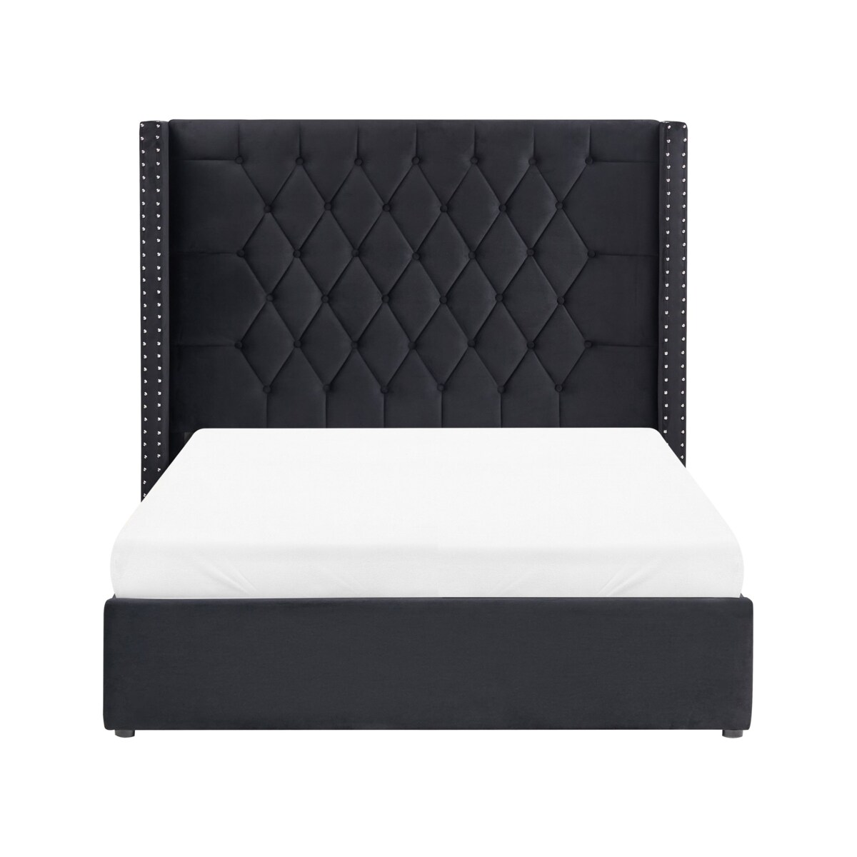 Łóżko z pojemnikiem Welur LUBBON 140 x 200 cm Czarny
