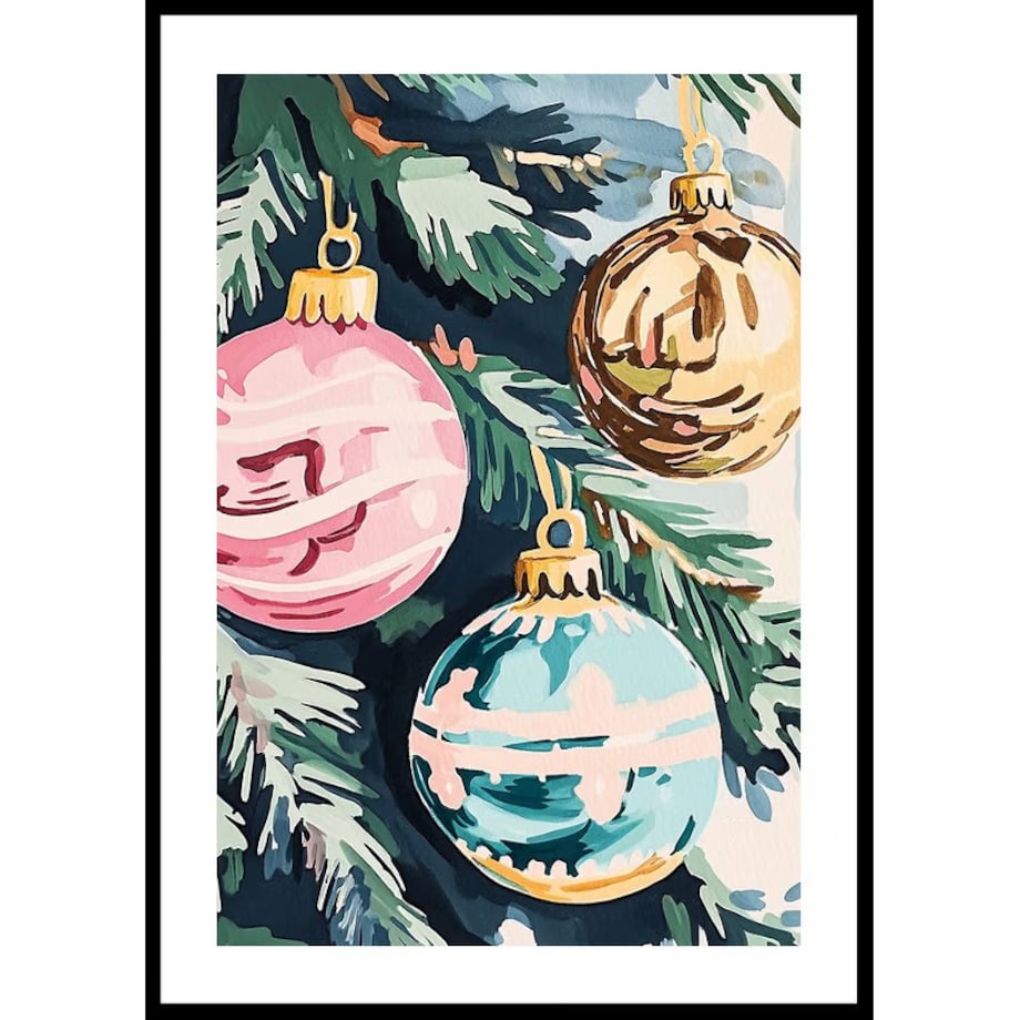 Poster Story, Plakat, Obraz - Pastelowe Bombki na Choince, wymiary 42 x 60 cm