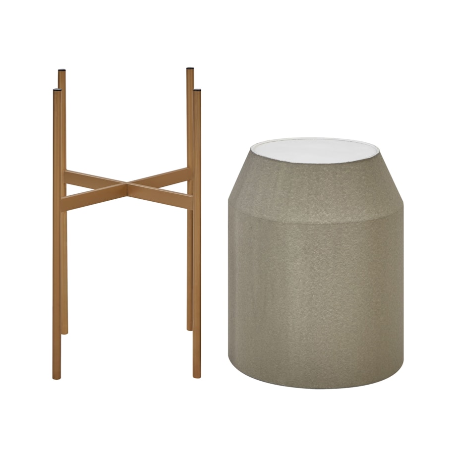 Doniczka na stojaku metalowa 33 x 33 x 62 cm szara HYBRIDUM