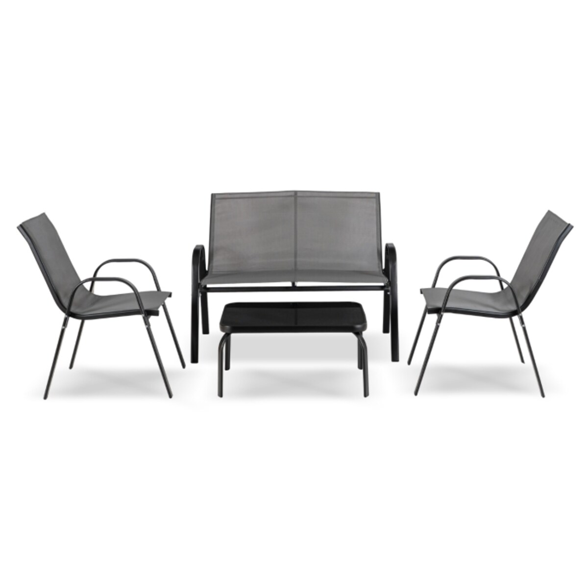 Zestaw Mebli Ogrodowych Na Taras Ogród Komplet Textilene Szary MINNESOTA