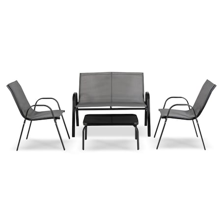 Zestaw Mebli Ogrodowych Na Taras Ogród Komplet Textilene Szary MINNESOTA