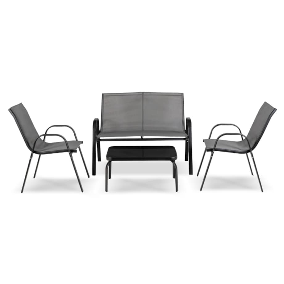 Zestaw Mebli Ogrodowych Na Taras Ogród Komplet Textilene Szary MINNESOTA