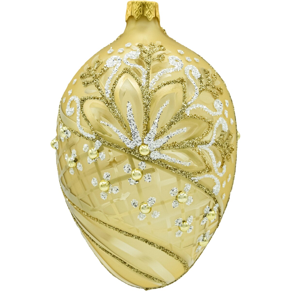 Bombka choinkowa: Jajo z perełkami: złote