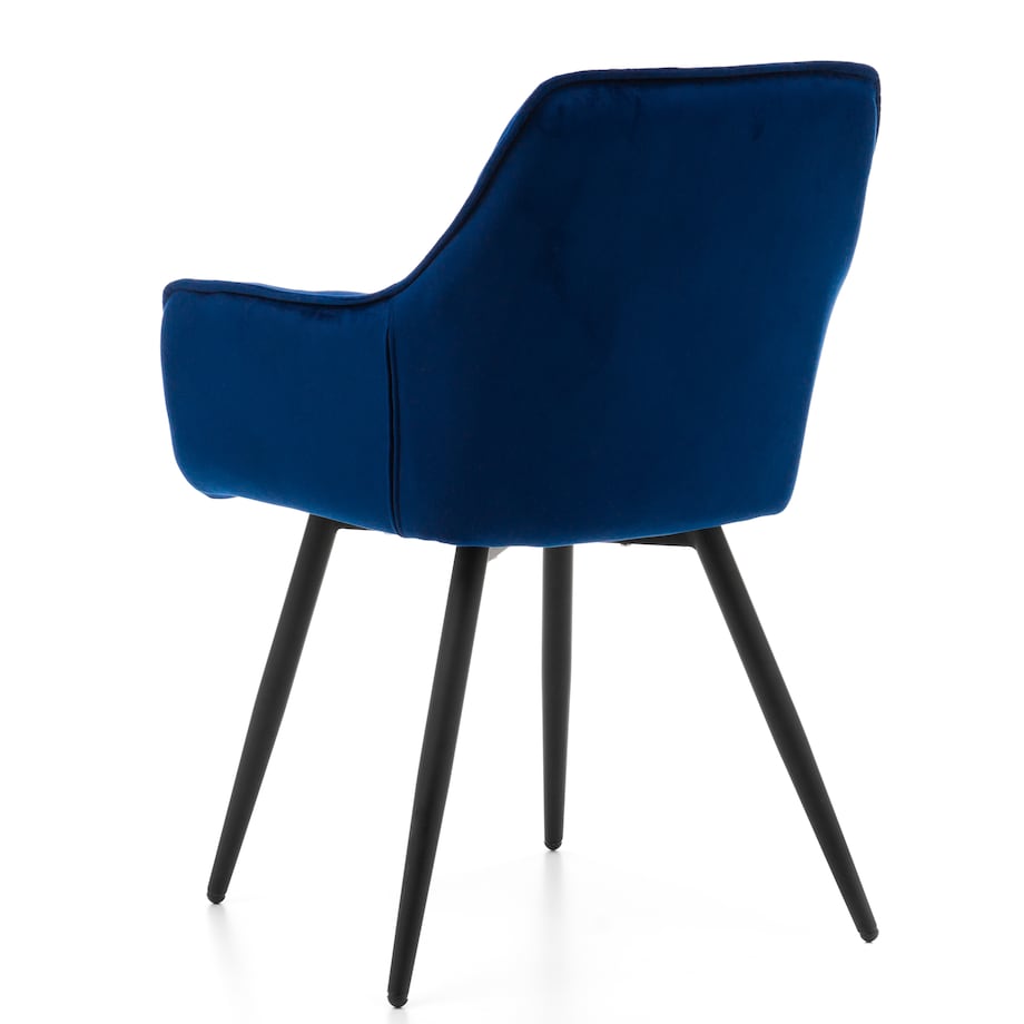 Krzesło tapicerowane pikowane do salonu jadalni welurowe SIENA granatowe