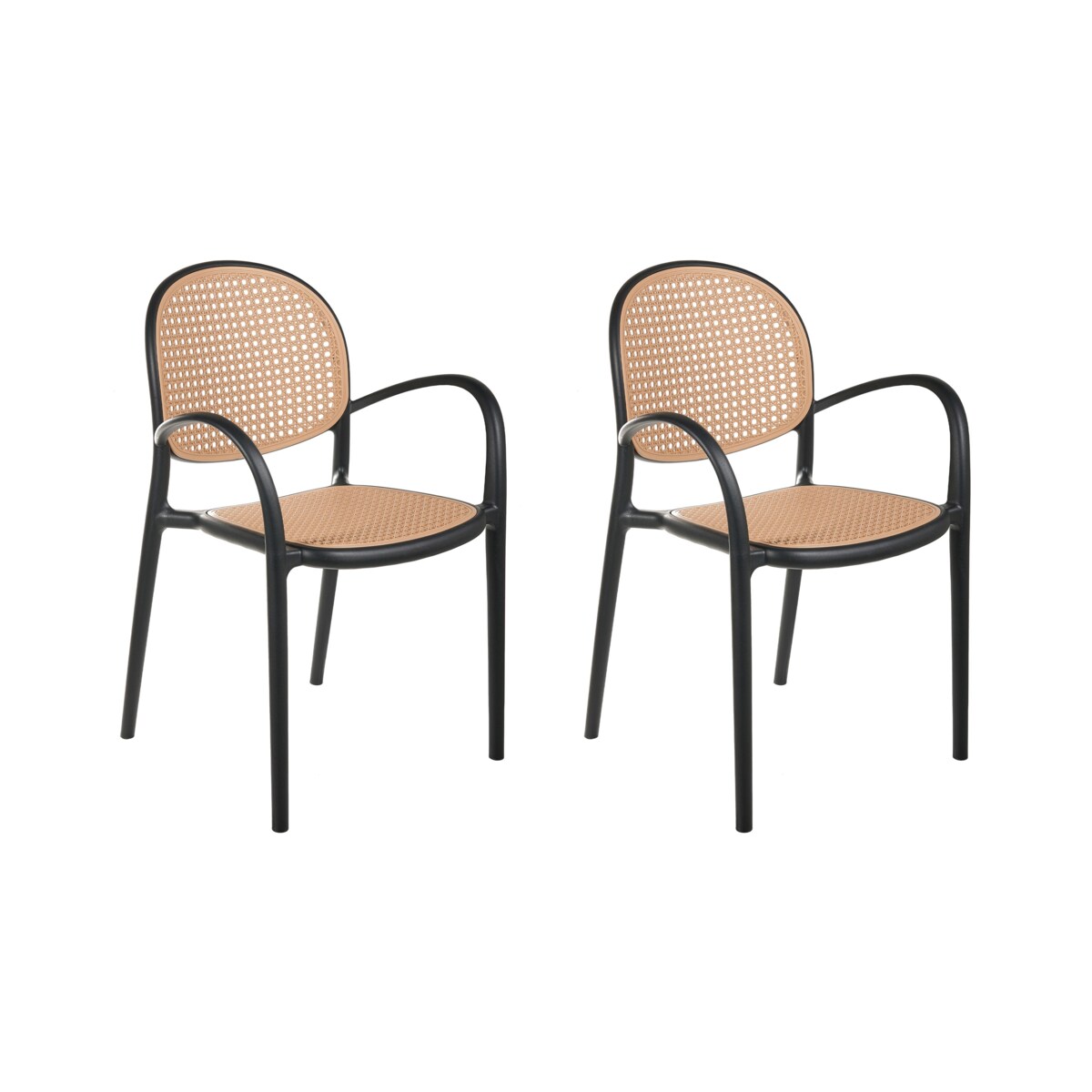 Zestaw 2 krzeseł ogrodowych POVOLETTO Materiał syntetyczny Czarny