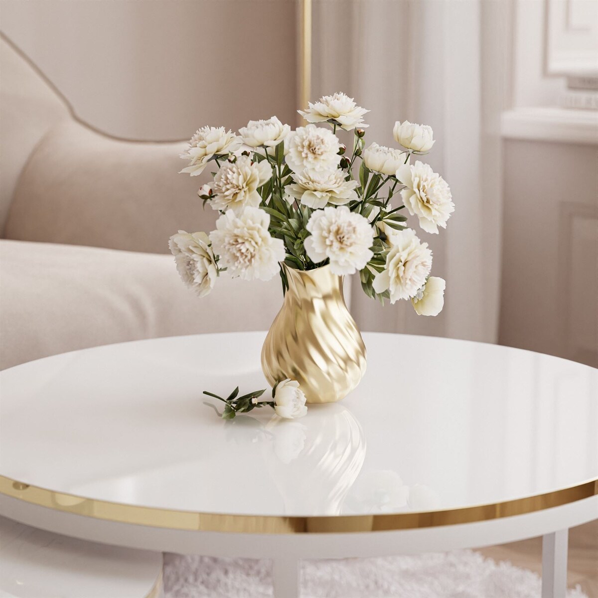 Stolik kawowy 2w1 SOLEIL biały połysk